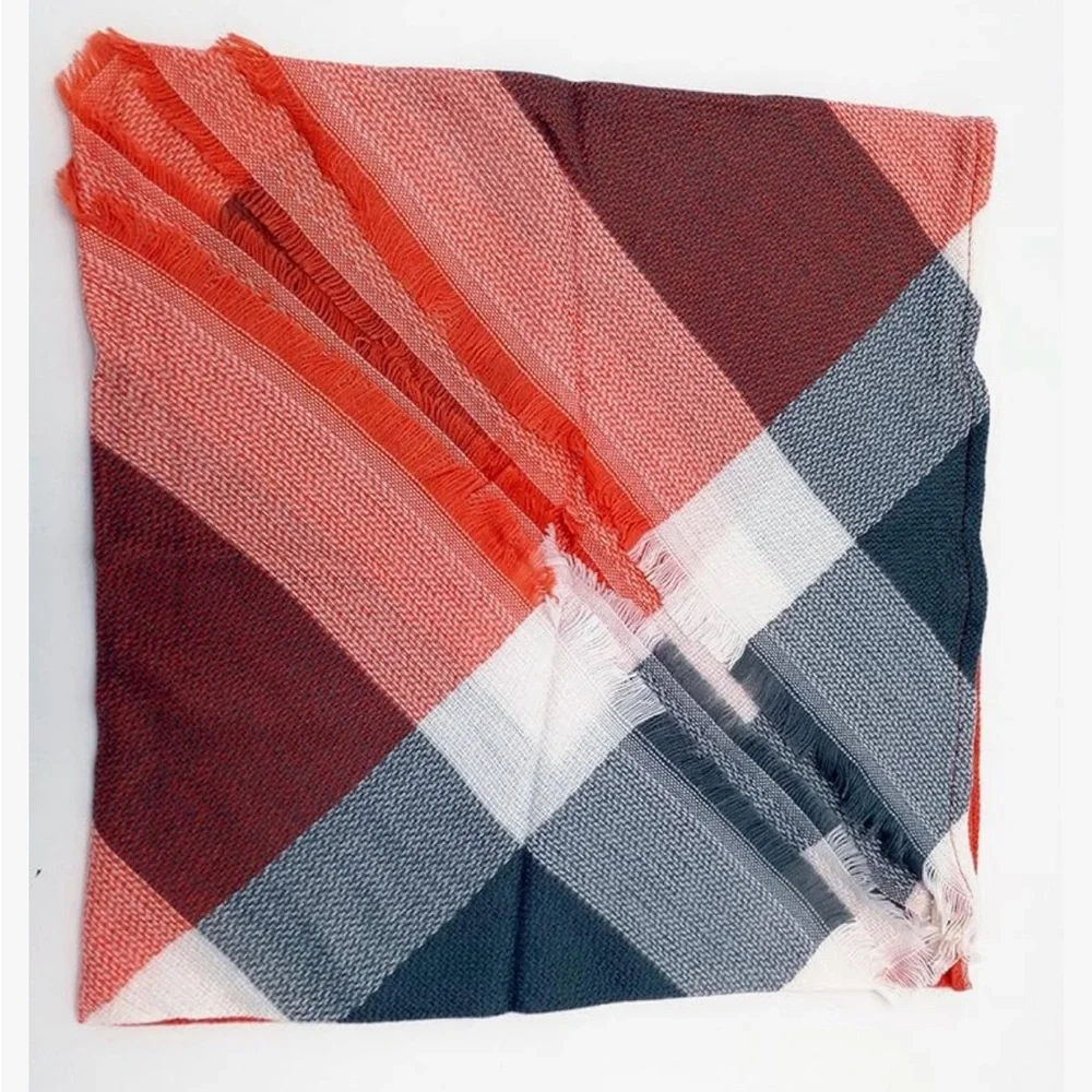 Wander Agio Warm Long Shawl Winter Large Knit Cashmere Feel Plaid Triangle Scarf